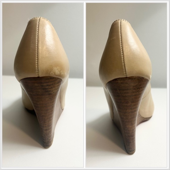 Authentic Christian Louboutin Leather Stacked Wood Wedge Heel Pumps - Picture 9 of 12